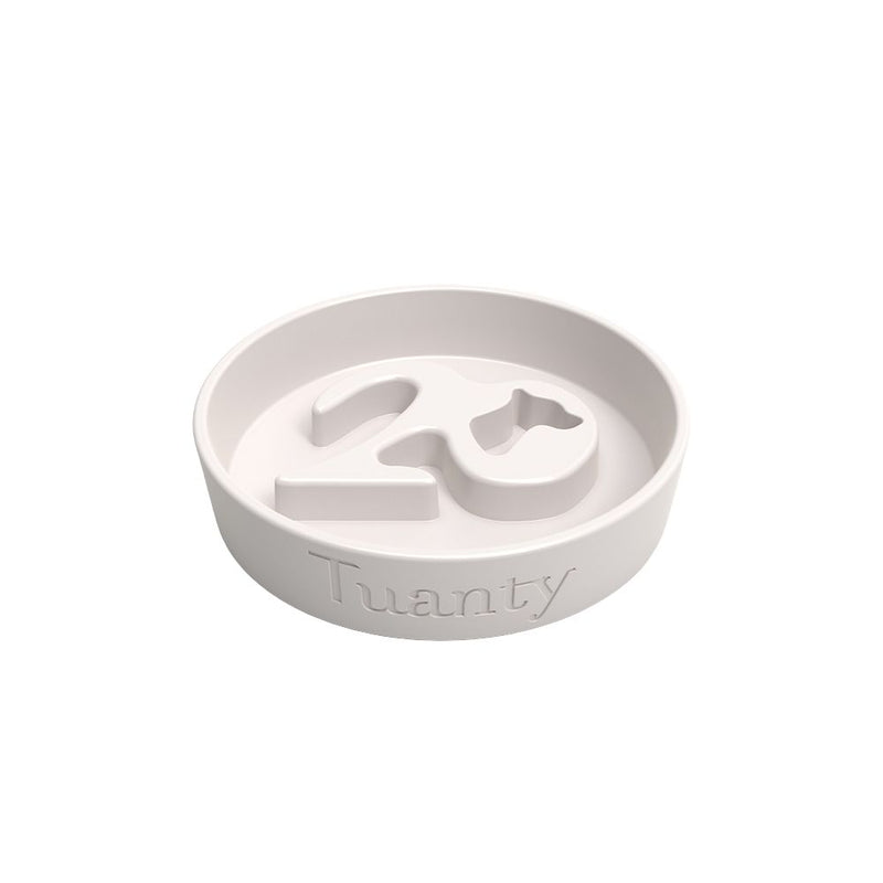 White ceramic slow feeder bowl for dogs - promotes healthy digestion and matches Tuanty dog fresh food maker